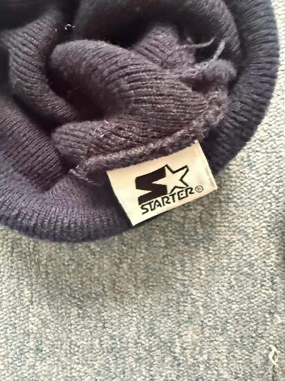 Starter Vintage Navy Blue Cuffed Knit Beanie Hat